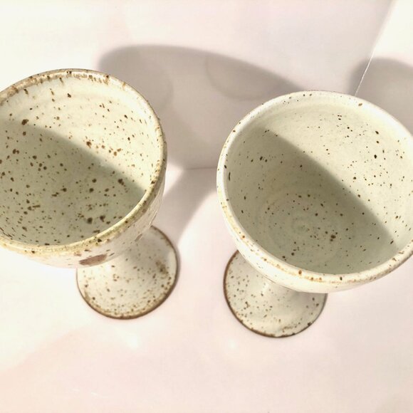 2 Speckled Pottery Glaze Goblets. - Picture 4 of 5